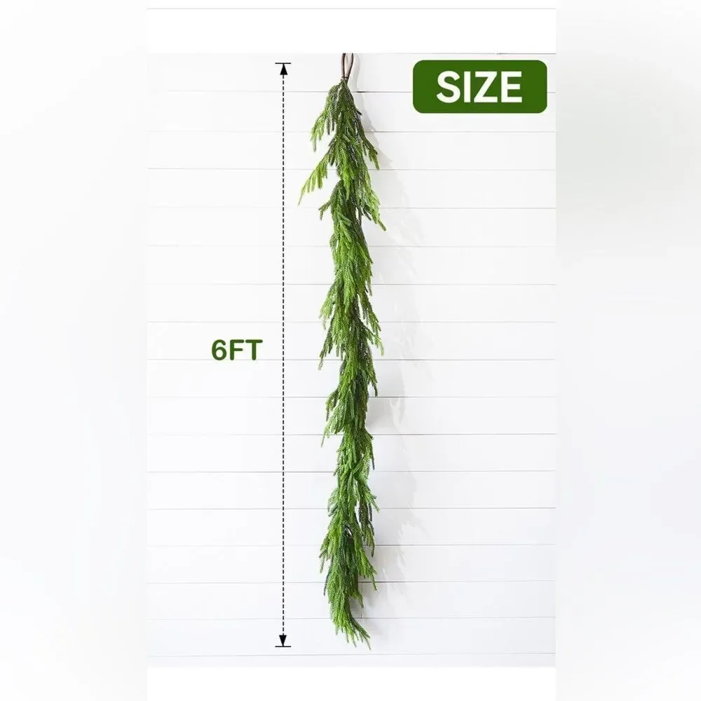 NWOT Real Touch Norfolk Pine Christmas Garland Artificial Green Holiday - Picture 9 of 9